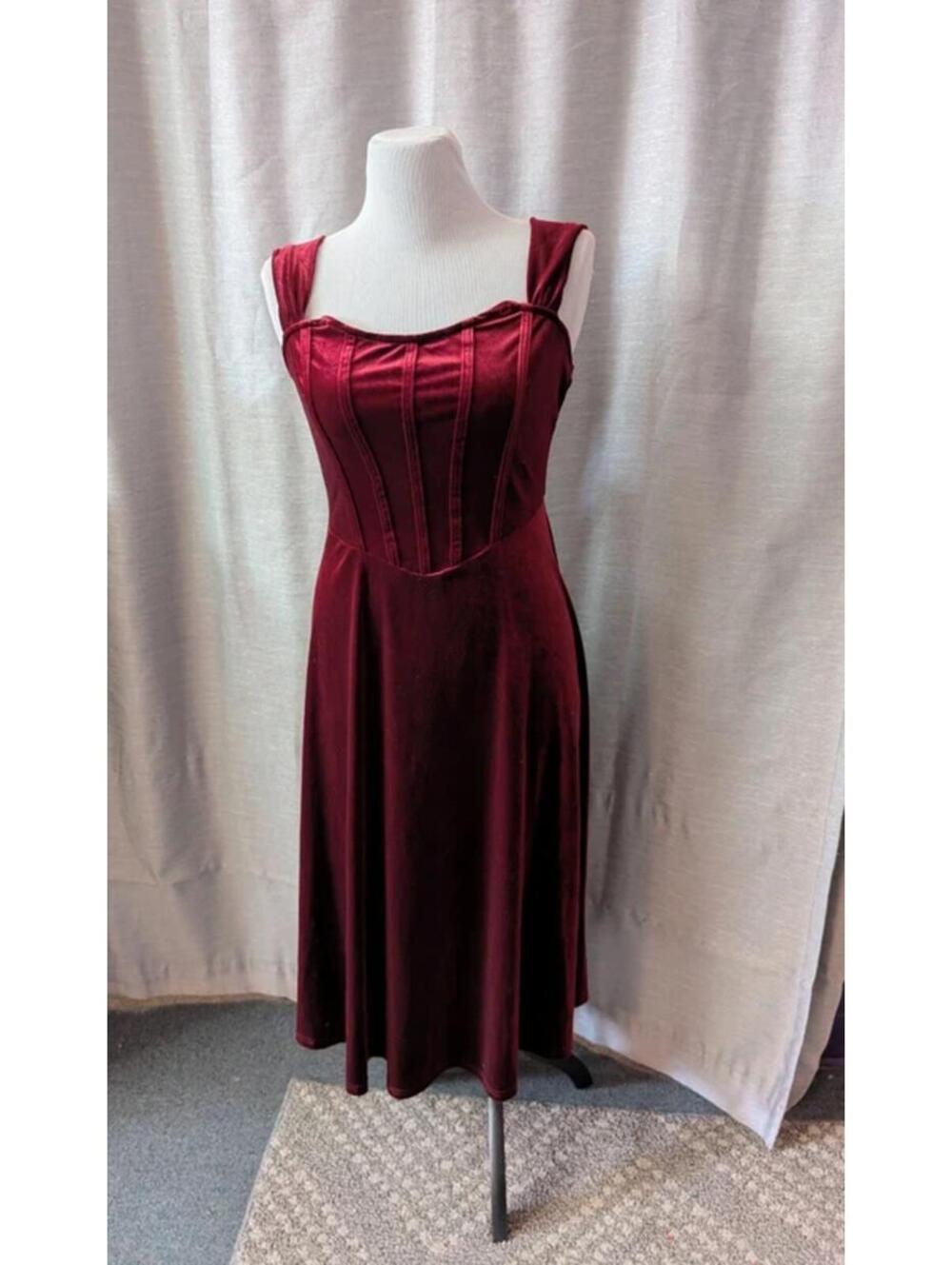 SOLD Red Velvet Corset Back Dress L XL